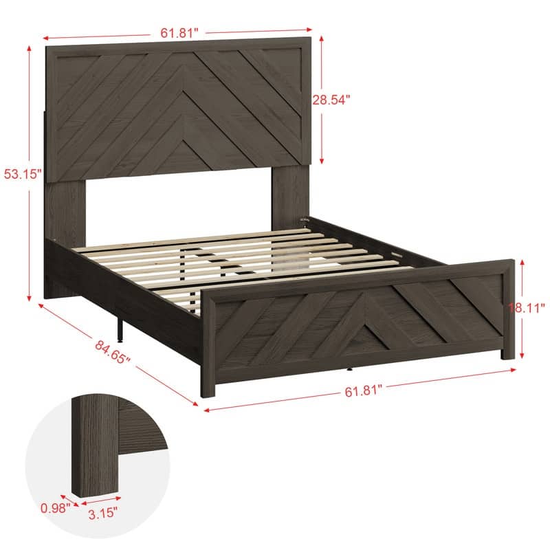 Modern MDF Bed Frame with Diagonal Striped Design