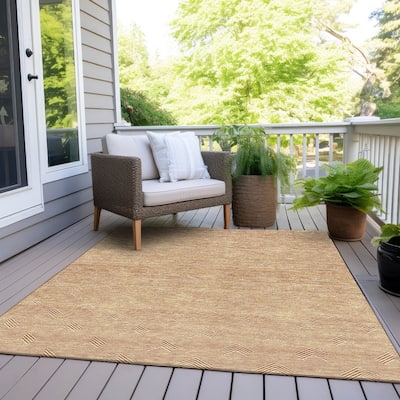 Machine Washable Indoor/ Outdoor Chantille Contemporary Stripe Rug