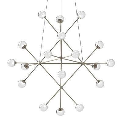 Sonneman Proton Beta Satin Nickel LED Pendant with White Crushed Glass