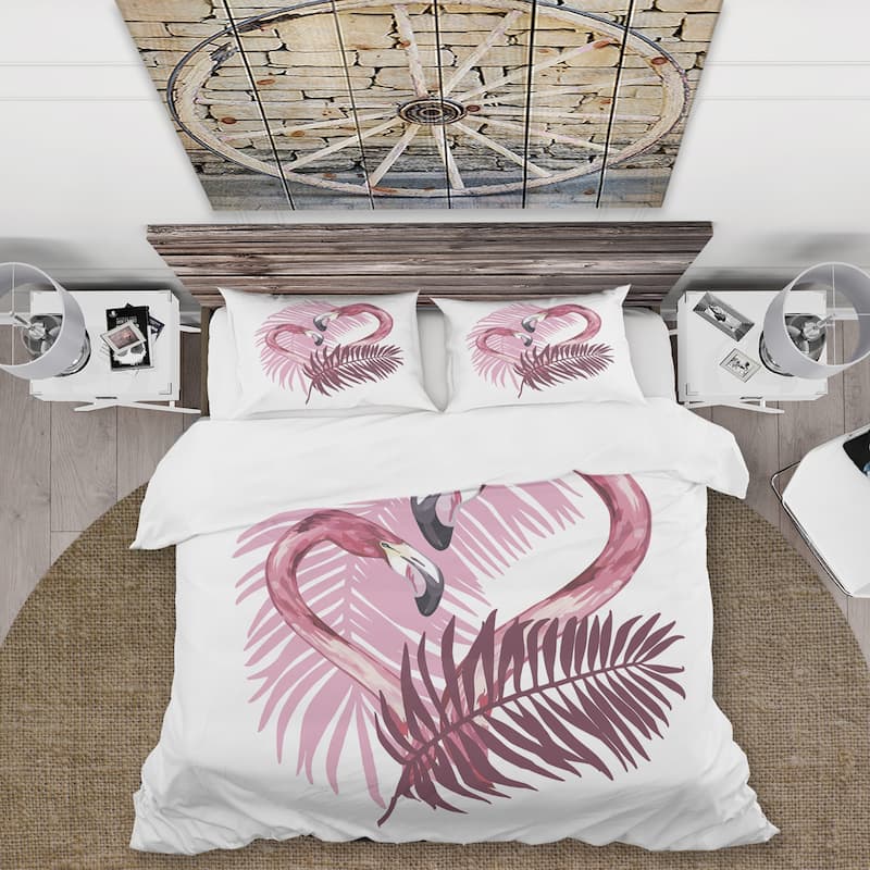 Designart 'Flamingo In Tropical Summer II' Tropical Duvet Cover Set