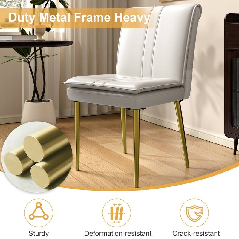 VECELO Foldable Dining Chair Set 2/4/6 Pack PU Leather Space Saving Chairs with Metal Legs Waterproof Kitchen Living Room Chairs