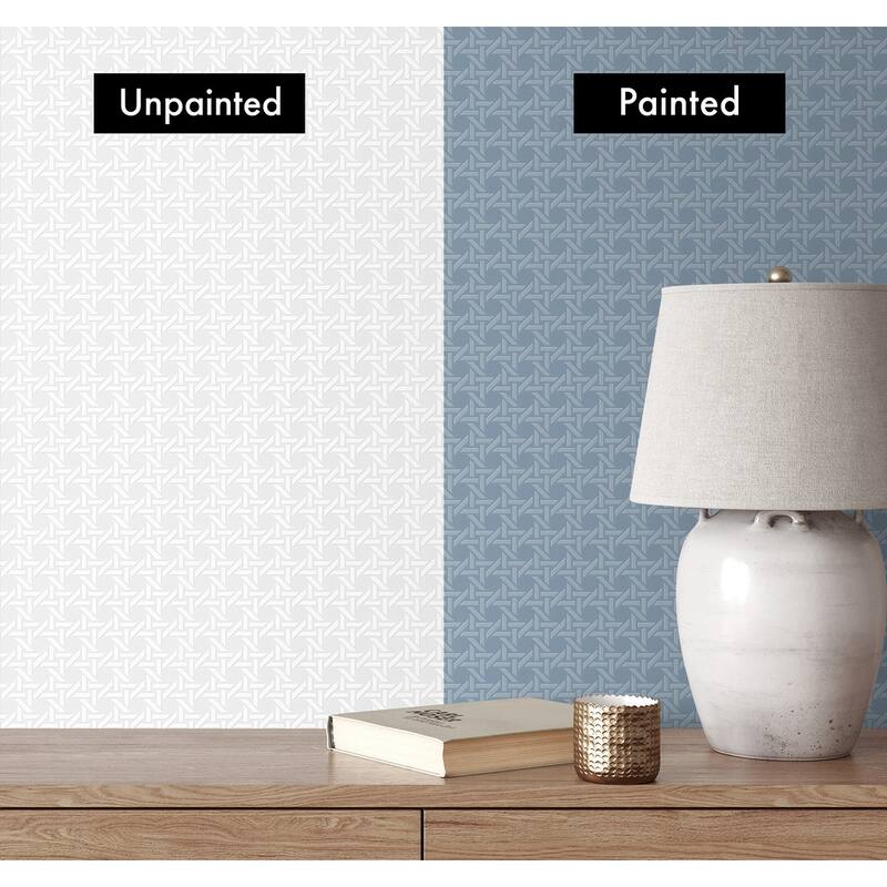 Seabrook Designs Off-White Wicker Paintable Unpasted Wallpaper - 20.9 in. W x 33 ft. L