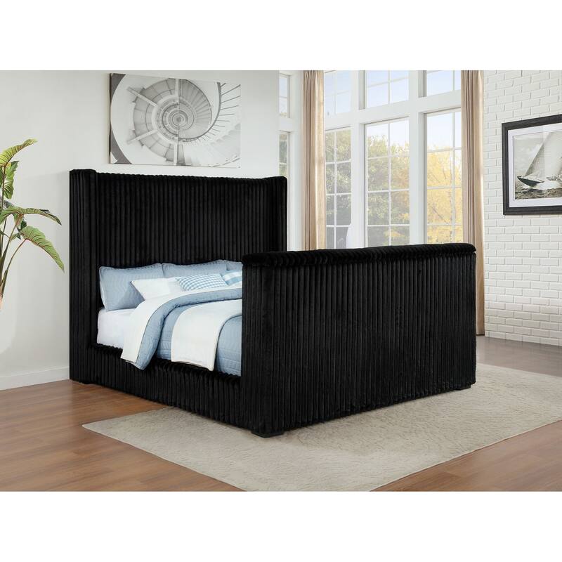 Centergrove Upholstered Wingback TV Bed Black