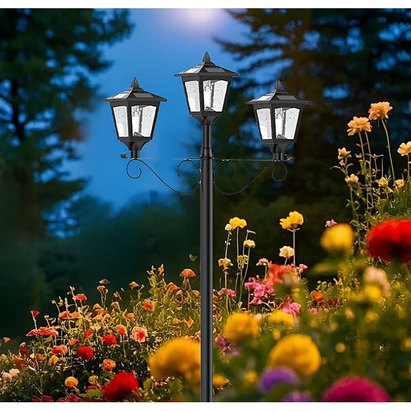 72" Solar Lamp Post Light Outdoor 3-Head for Street Patio Garden Pathway Waterproof - N/A