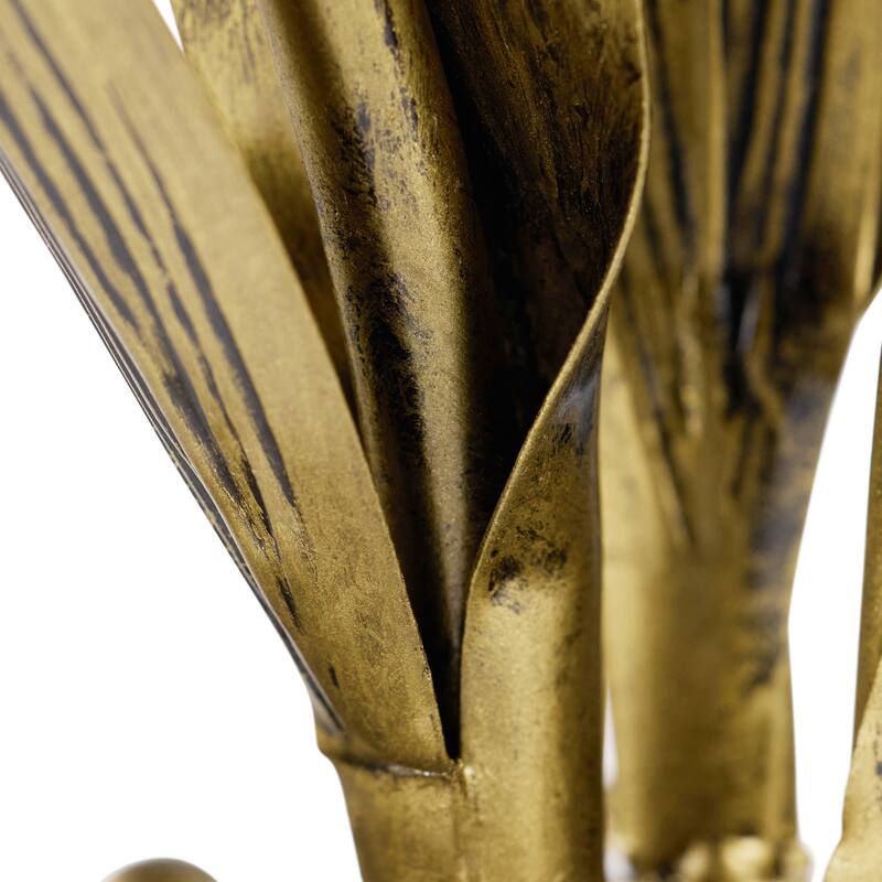 21.75-inch Antique Brass and Mercury Glass 3 Lily Uplight Accent Lamp - 11" x 10.5" x 21.75"