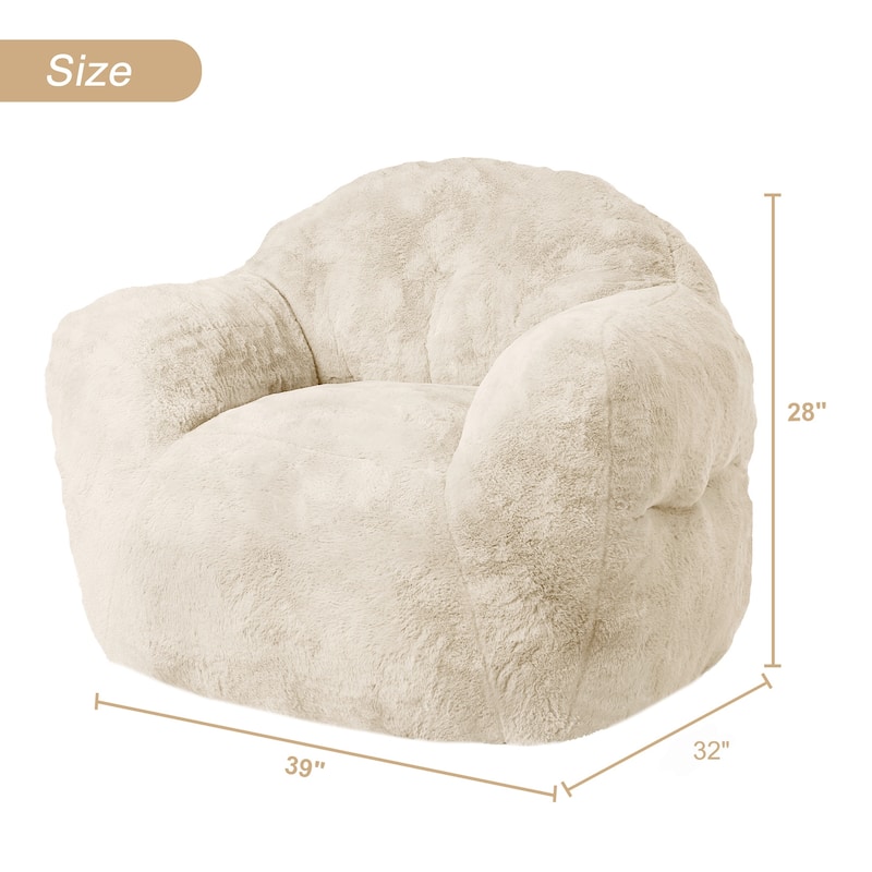 Giant Bean Bag Chair with Armrest Foam Filled Sofa Chair for Living Room Bedroom