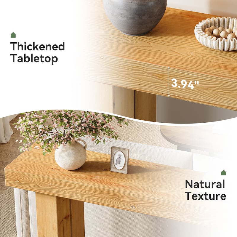 Solid Wood Console Table 63” Long Entryway Table for Living Room - Large