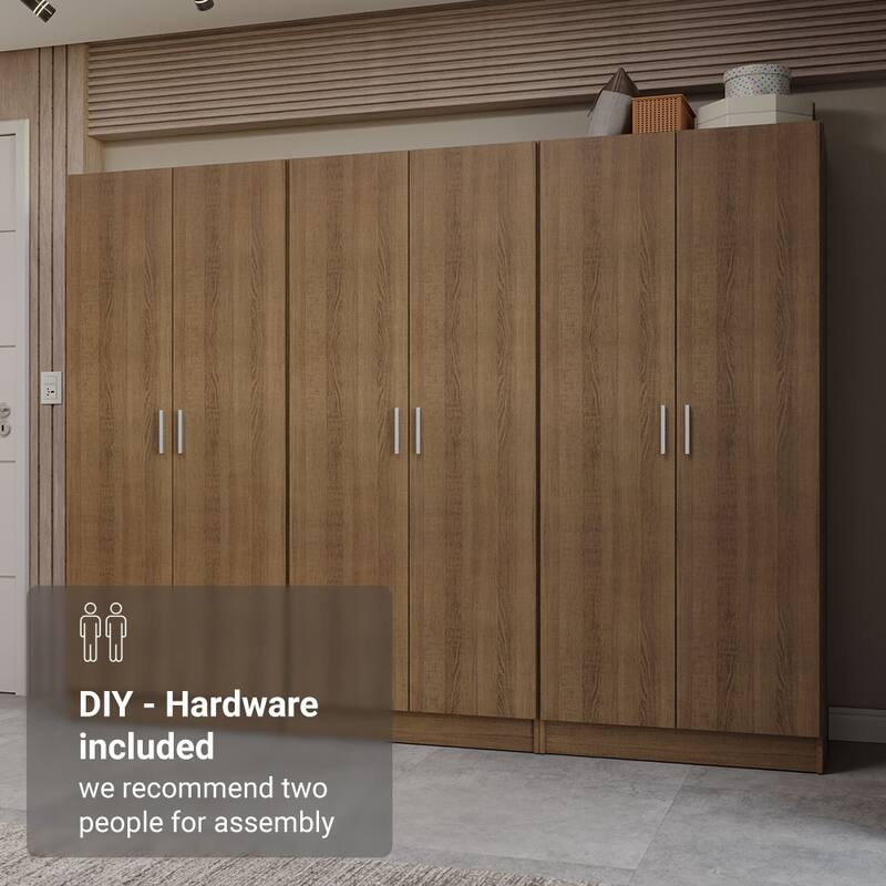 Madesa 6 Doors Wardrobe Storage Cabinet with Ample Shelves 94"L