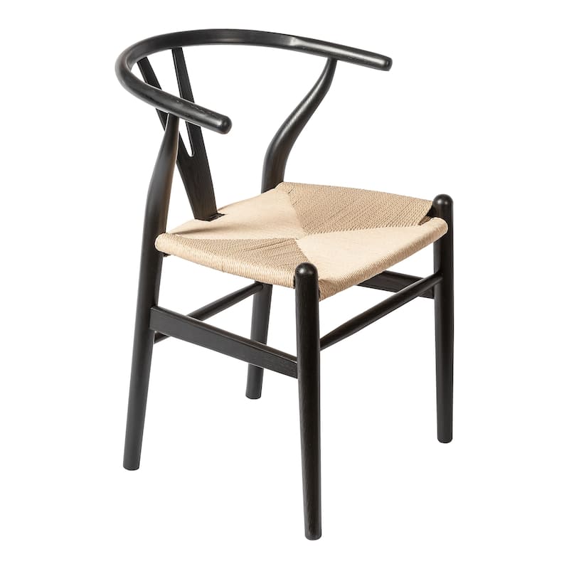 Albany-2 - Black - Natural Papercord Seat (Set of 2)