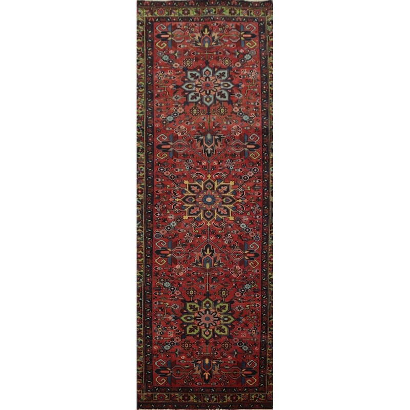 Hand Knotted Oriental 100% Wool Carpet Traditional Floral Oranges & Rust Tabriz Runner Rug - 10' 11'' X 2' 10''