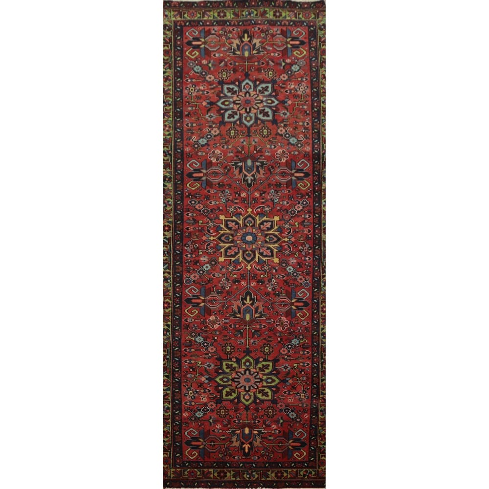 Hand Knotted Oriental 100% Wool Carpet Traditional Floral Oranges & Rust Tabriz Runner Rug - 10' 11'' X 2' 10''