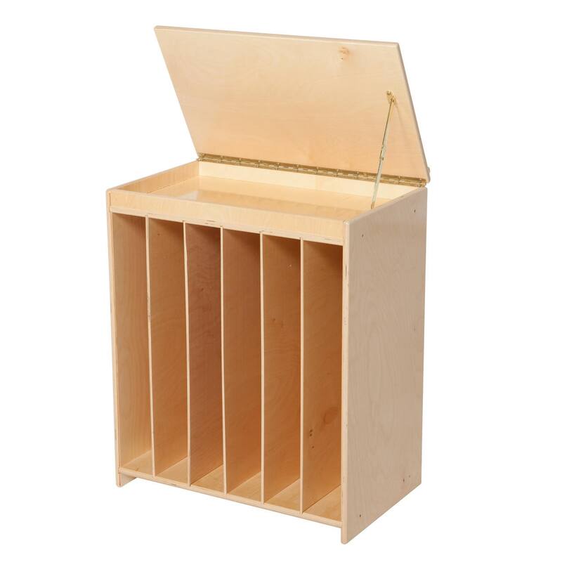 Wood Designs Big Book Display Storage Unit with Chalkboard, Toddler Birch Wood Durable Bookacse With Piano Hinged Top - 28"