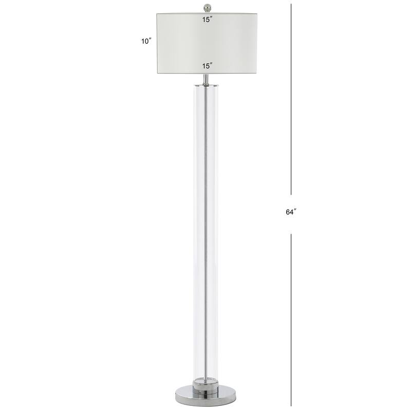SAFAVIEH Lighting Sveva 64-inch Chrome Led Floor Lamp - 15" x 15" x 64" - Clear - 15Wx15Dx64H