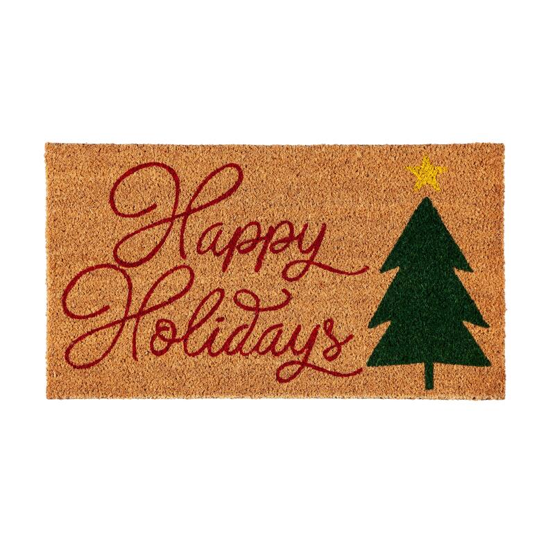 Happy Holidays Coir Mat - 15.75''W x 0.59''H x 27.36