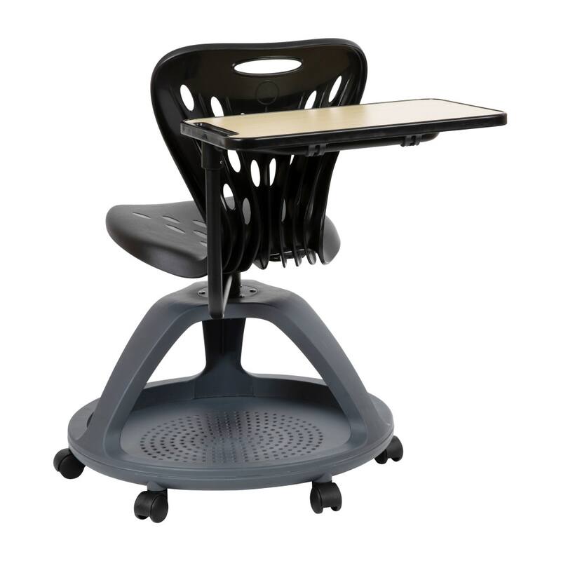 Mobile Desk Chair - 360-deg Tablet Rotation and Storage Cubby