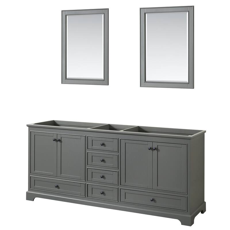 Wyndham Collection Deborah 79" Free Standing Double Wood Vanity - Dark Gray / Matte Black Hardware