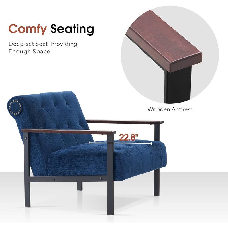 MCombo set of 2 Modern Accent, Ergonomics Lounge Chair for Living Room, Chenille, HQ417
