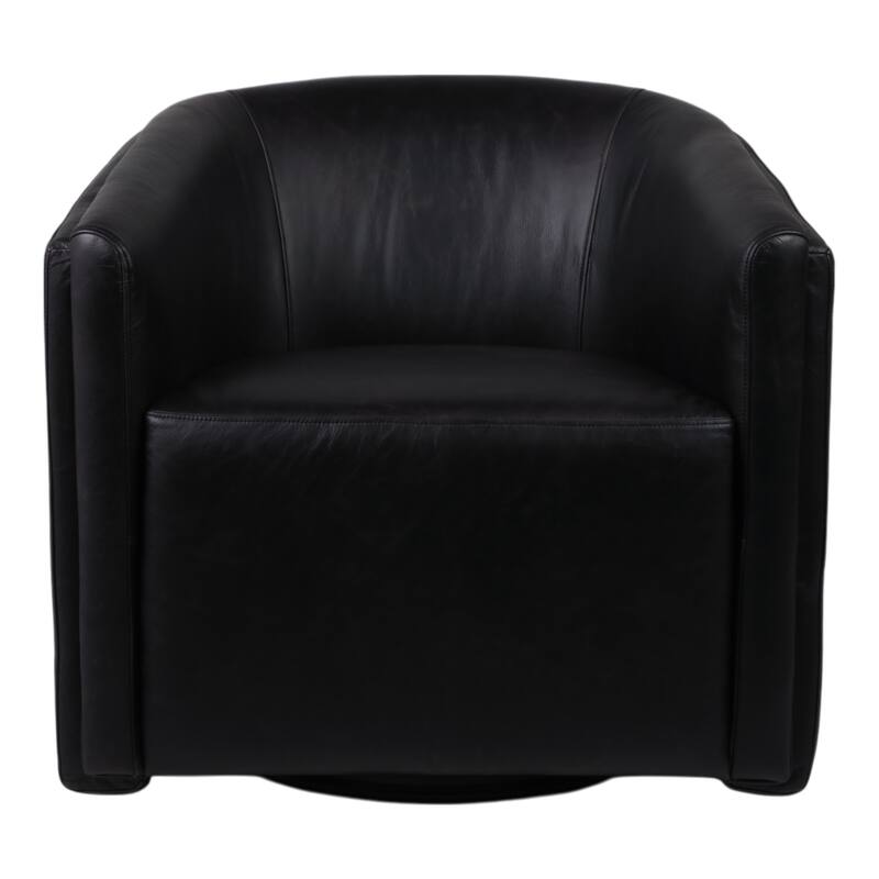 Leather Armchair Modern Swivel Upholstered Accent - 30" Black - 31.25"