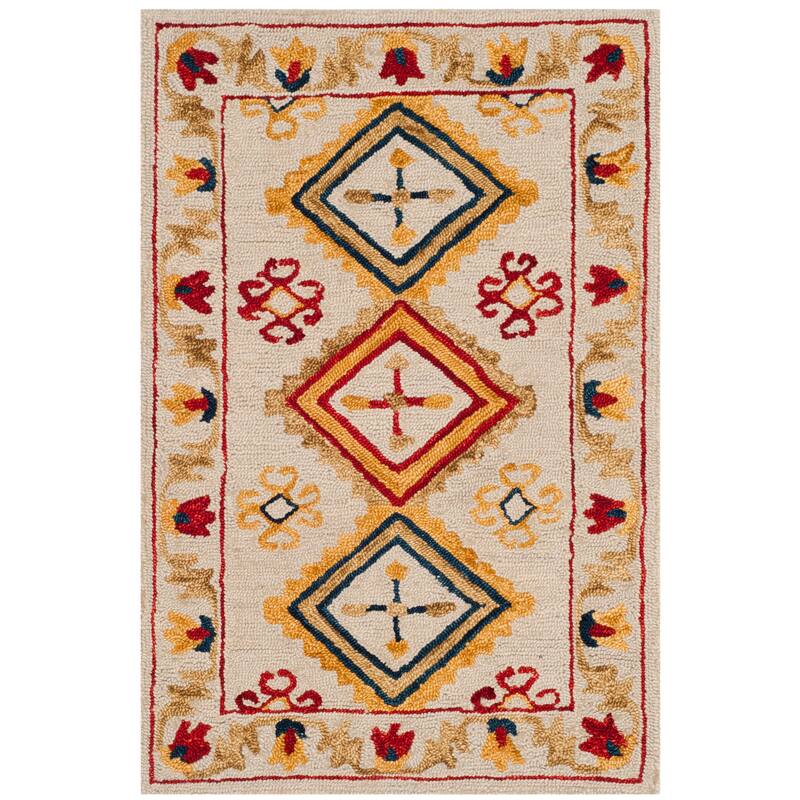 SAFAVIEH Handmade Aspen Olof Boho Tribal Wool Rug - 2' x 3' - Ivory/Multi