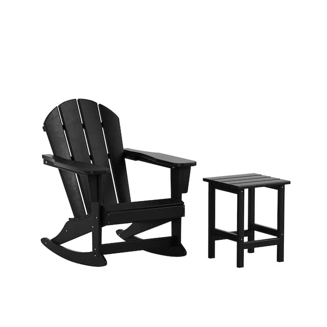 Laguna Poly Rocking Adirondack Chair with Side Table - Black