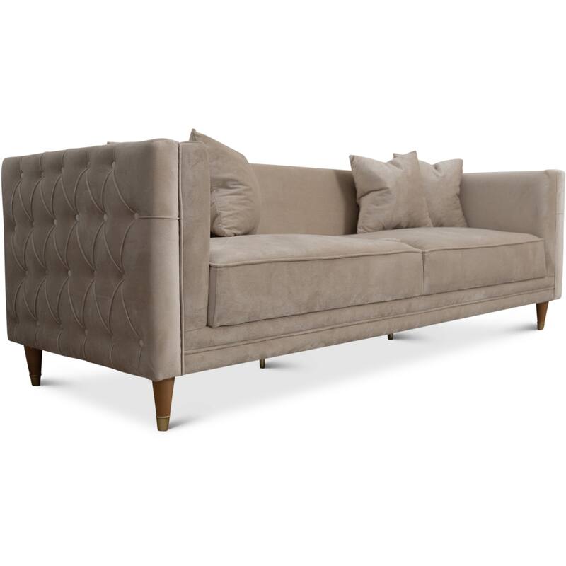 Macey Mid-Century Modern Rectangular Pillow Back Velvet Sofa