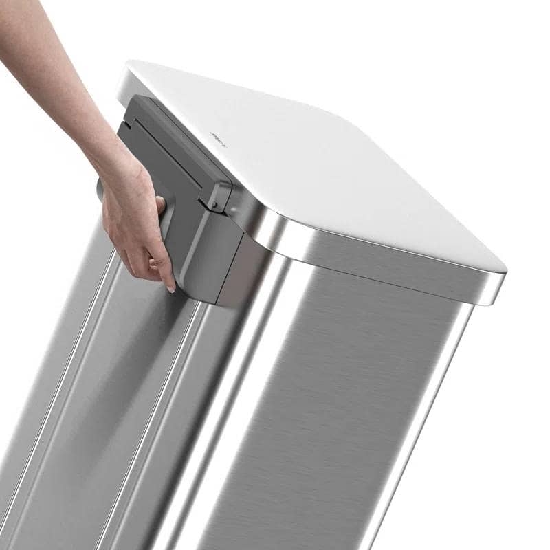 Silver Steel 20-Gallon Step-On Rectangular Kitchen Trash Can