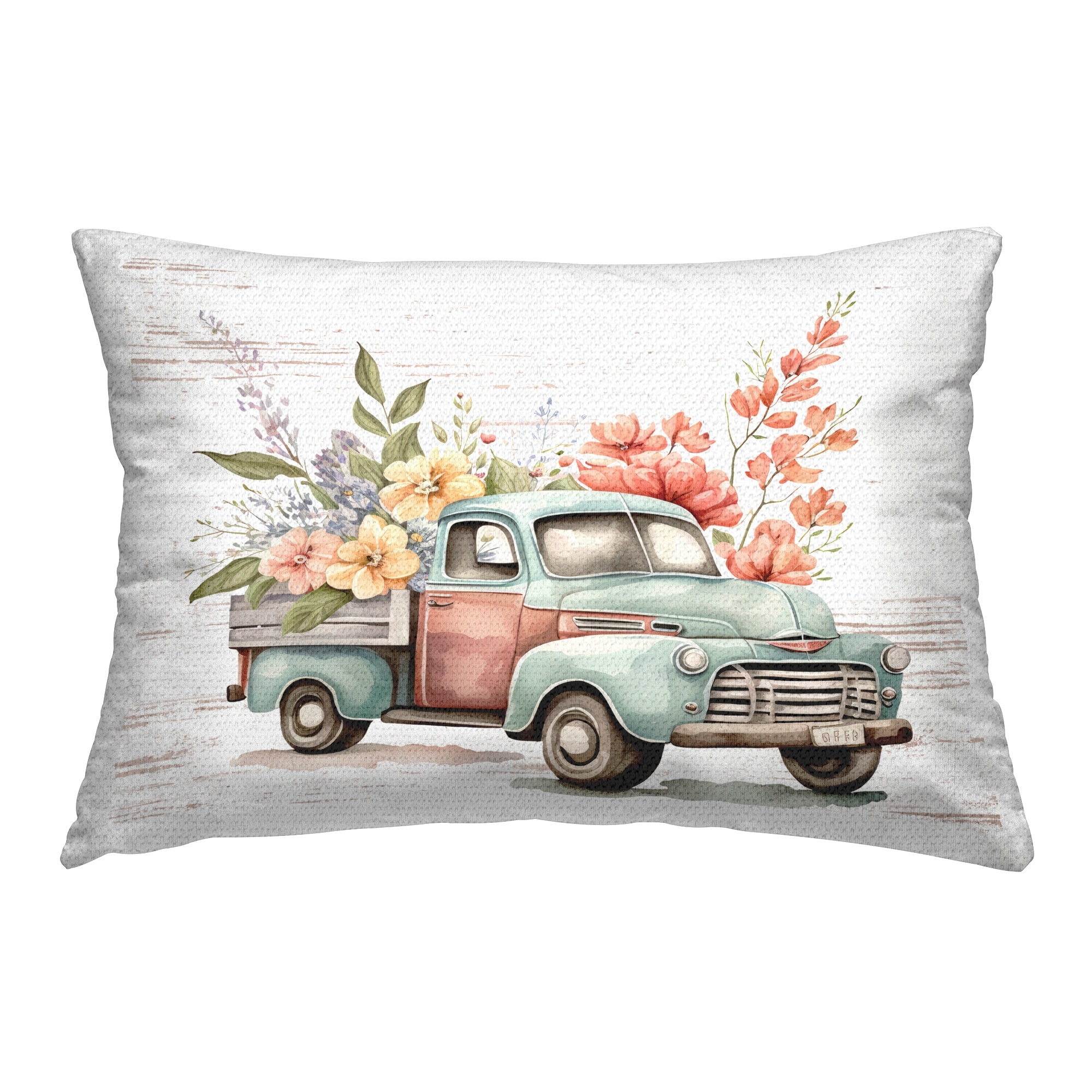 Stupell Flower Blossom Truck Printed Outdoor Throw Pillow Design by Lettered and Lined
