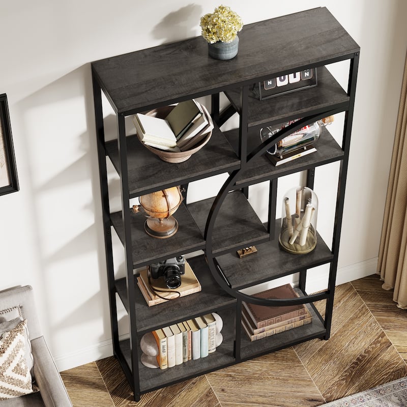 Bookshelf Industrial 5 Tier Etagere Bookcase, Freestanding Tall Bookshelves