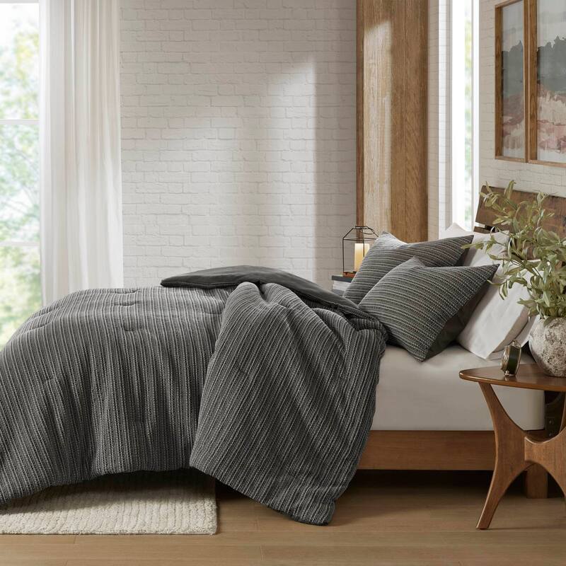 GDF Studio - Rowena Waffle Washed Cotton 3-Piece Comforter Set with Soft Textured Design