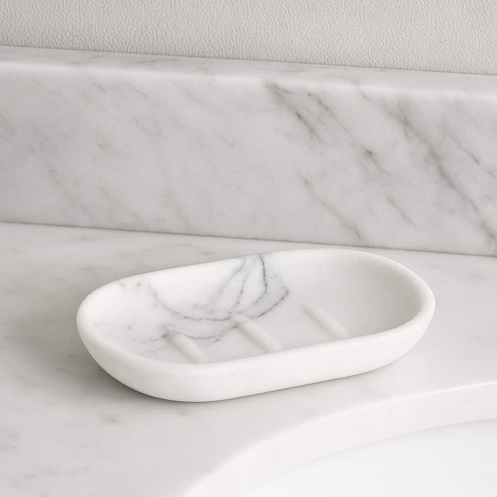 Marble Resin Hand Soap Dish - 5.2 L x 3.6 W x 0.8 H