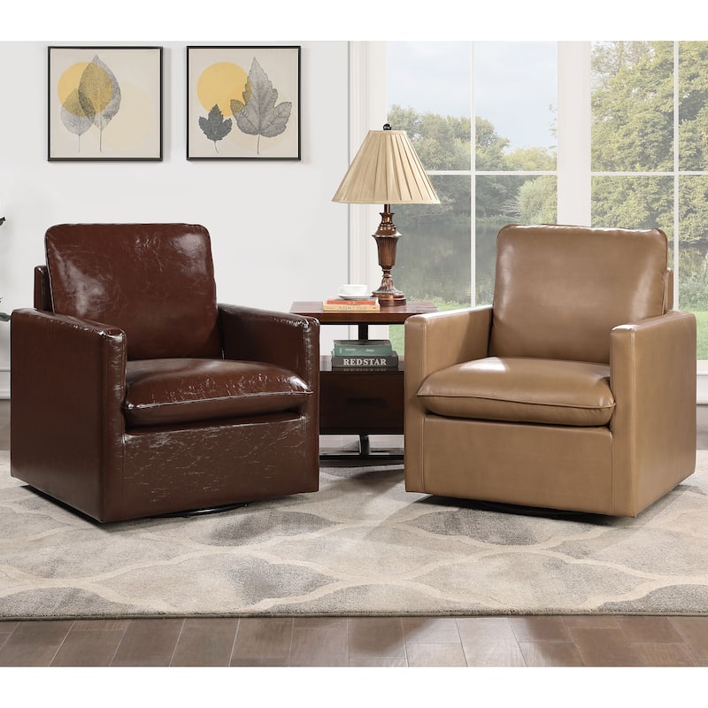 Mellory Transitional Faux Leather Upholstered Swivel Armchair by Furniture of America