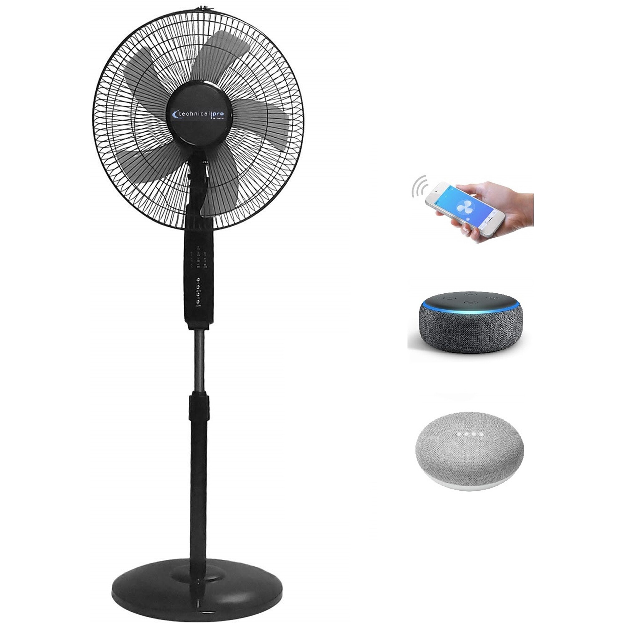 Technical Pro WIFI Enabled 16 Inch Standing Fan with Oscillating