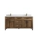 preview thumbnail 39 of 48, Willow Collections 72 x 22 Santa Monica Teak Double Bowl Sink Bathroom Vanity in Distressed Graywashed with Countertop