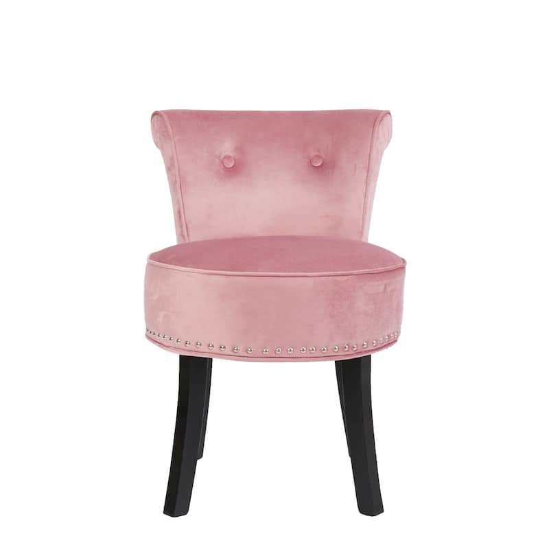 Velvet Tufted Vanity Stool Low Back Makeup Chair - 19" W x 27.5" H