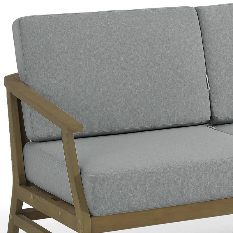 Teak Outdoor Patio Club Chairs Loveseat with Cushions