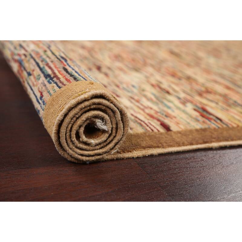 Contemporary Gabbeh Kashkoli Striped Area Rug Hand-knotted Wool Carpet - 3'8" x 6'6"