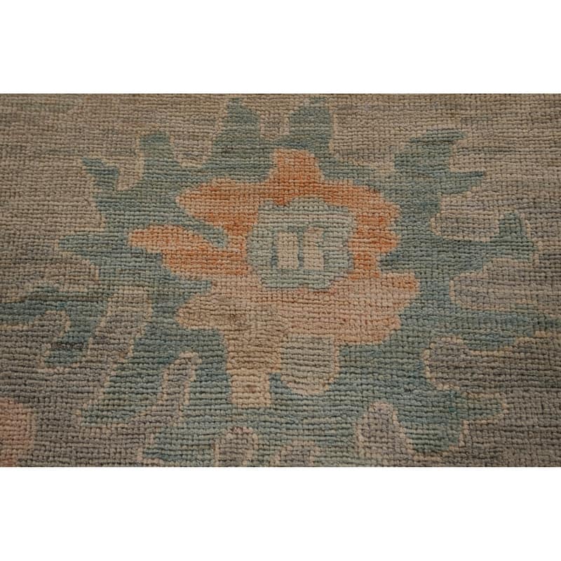 Multi-Color Oushak Area Rug Hand-Knotted Turkish Wool Carpet - 9'9" x 13'2"