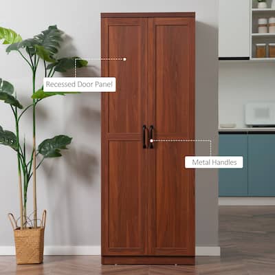 Buffet Kitchen Storage Cabinet with 2 Adjustable Shelves and Recessed Doors, Pantry Cabinet with Anti-Tip Safety