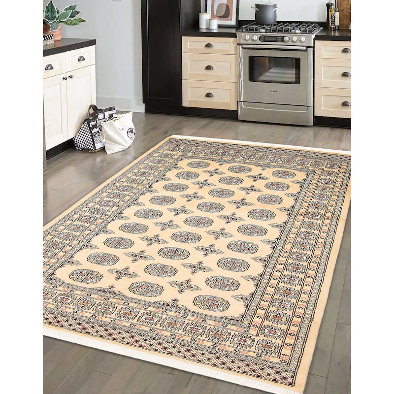 ECARPETGALLERY Hand-knotted Peshawar Bokhara Beige Wool Rug - 4'8 x 6'8