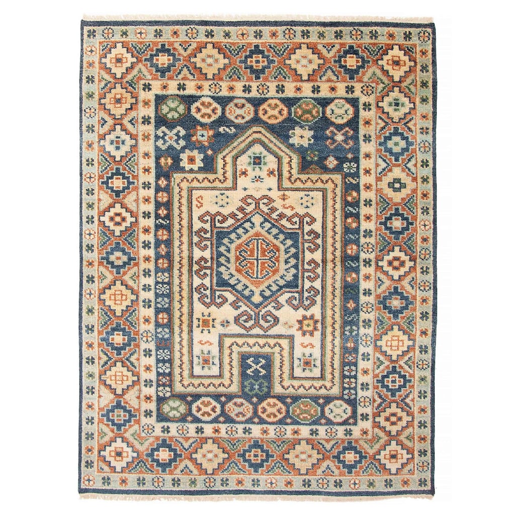 ECARPETGALLERY Hand-knotted Jules Serapi Dark Navy Wool Rug - 5'3 x 7'4