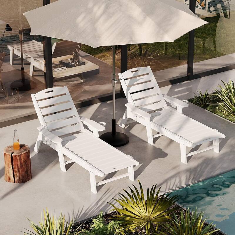 HDPE 5-Position Patio Lounge Chair for Outside Pool Edges, or Gardens