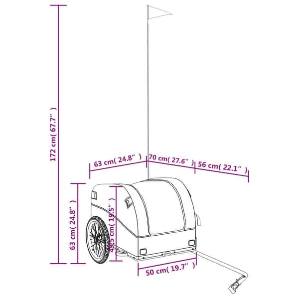 dimension image slide 1 of 6, vidaXL Bike Trailer Kids Bicycle Cargo Wagon Buggy Carriage Cycle Trailer Iron