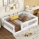 preview thumbnail 61 of 94, White Bed Frame Montessori Bed Twin Size Toddler Floor Bed with Guardrails and Door for Children Boys Girls Kids Playroom White Baffle with Slats - Full