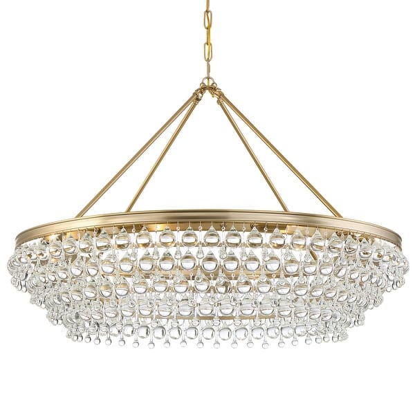 slide 2 of 6, Calypso 8 Light Crystal Teardrop Vibrant Gold Chandelier - 40'' W x 25.75'' H - 40'' W x 25.75'' H