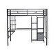 preview thumbnail 1 of 13, Twin Size Metal Loft Bed with Desk and Storage Shelves Black