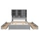 preview thumbnail 11 of 10, Queen Size Platform Bed with 4 Under-bed Drawers and Storage Headboard, Solid Wood Construction