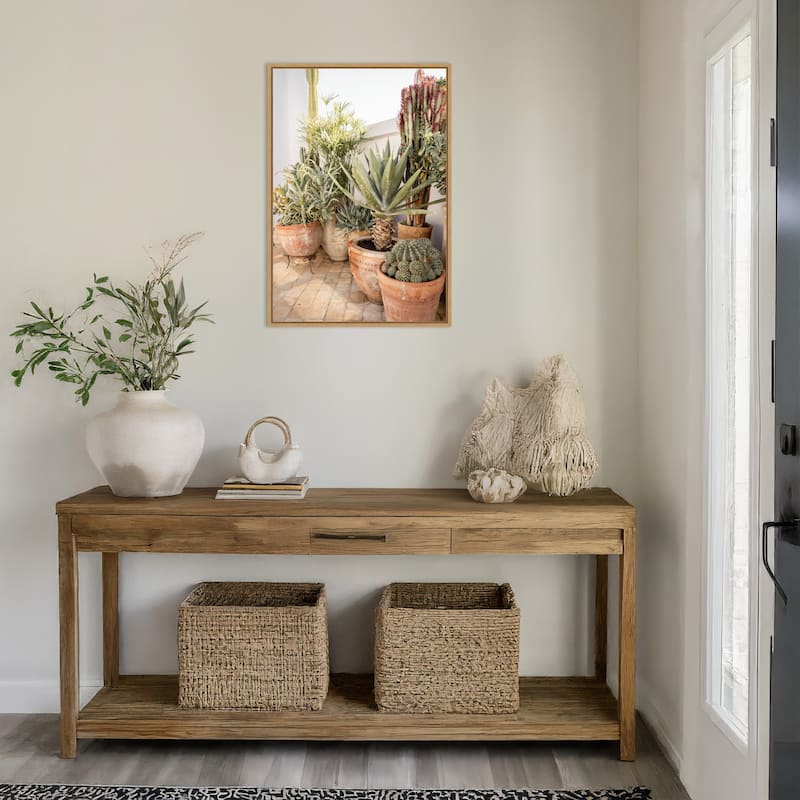 Patio Garden with Potted Succulents by Henrike Schenk Framed Canvas Wall Art Print - Sylvie Natural