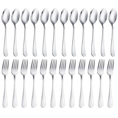 Forks and Spoons Silverware Set, 24pcs, Dishwasher Safe