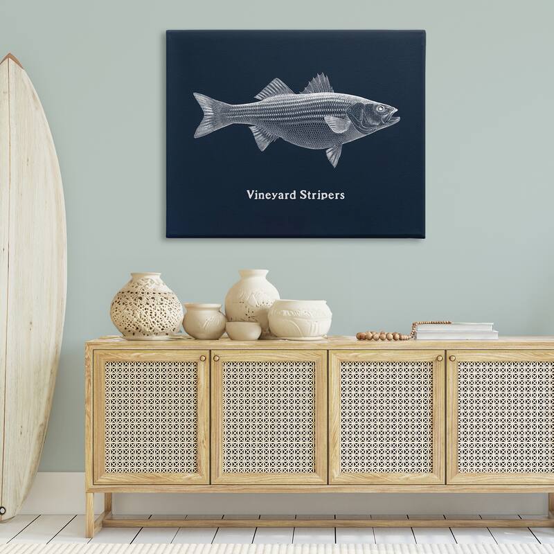Stupell Vineyard Stripers Fish Canvas Wall Art Design By Phillipa Katz