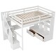 preview thumbnail 5 of 10, Full Size Loft Bed with Desk and Shelves, Two Built-in Drawers, and Storage Staircase, White